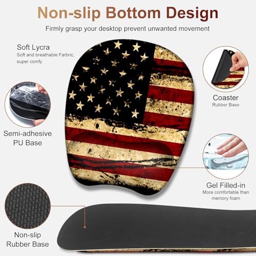 Large Mouse Pad with Wrist Support 4in1 Set, XXL Game Mousepad + Keyboard Wrist Rest+Mouse Wrist Rest+Coaster with Ergonomic Design Gaming Mat for Home Office Table Computer I Retro USA Flag - Image 5