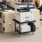 YAOHUOO 23.6" Large Printer Stand with Power Outlet,3D Printer Table,Black - Image 2