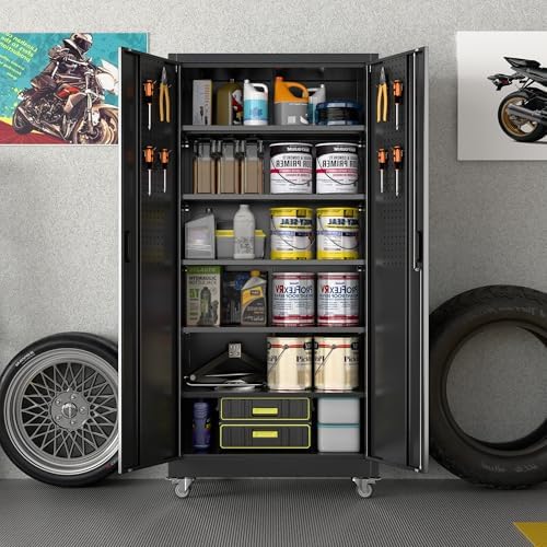 SUXXAN Wide & Deep 71"x34"Wx18 D Metal Garage Storage Cabinet Black - Image 2