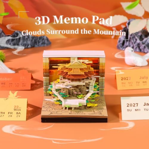 3D Calendar 2027, 3D Creative Time Piece Calendar 2027，Daily Tear-Off Memo Pad with Light, Paper Carving Desktop Decoration, 3D Art Calendar Memo Pad,Unique Holiday Craft Gift - Image 2