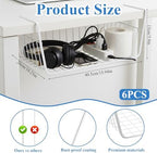 6 Pack Under Shelf Basket, Slide in Wire Hanging Storage Baskets, Slides Under Wire Shelves, Undershelf Hanging Storage Bin Basket for Kitchen, Pantry, Counter, Desk Bookshelf (White) - Image 2