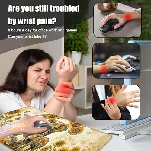 Desk Mat, Mouse Pad with Wrist Rest, 4-in-1 Large Mouse Pads for Desk, Ergonomic Mouse Pad and Keyboard Wrist Rest Gaming Keyboard Mat for Office,Sunflower Elephant - Image 5