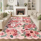 DUKINO 6x9 Area Rugs, Floral Washable Rug for Living Room Non Slip, Pink by DUKINO