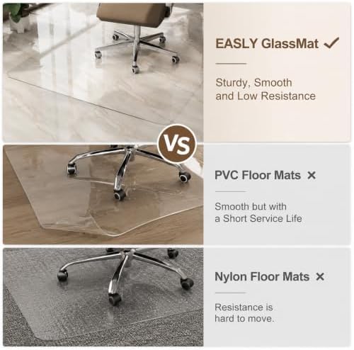 30"X48" Tempered Glass-Glass Chair Mat, Heavy Duty Hard Floor Mat - Image 7