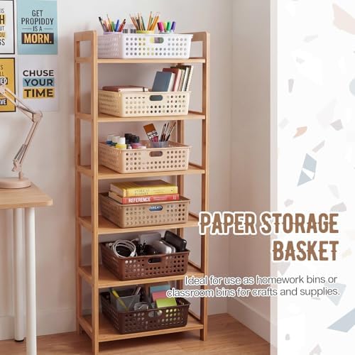 Geetery 12 Pack Classroom Storage Baskets with Handle,Gradient Brown - Image 5