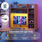 Tangkula Desktop Bookshelf with LED Lights, Desk Hutch with 8 Shelves for Max 25" Monitor, Desktop 5-Tier Display Rack, Multipurpose Wood Desktop Storage Hutch Organizer for Dorm Office Home (Natural) - Image 6