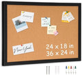 DOLLAR BOSS Cork Board for Wall 24"x18", Black Wood Framed Bulletin Board by DOLLARBOSS