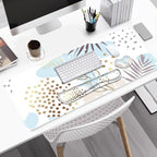 Large Gaming Mouse Pad Set, 4 in1 Ergonomics Keyboard Desk Mat with Memory Foam Wrist Rest, Computer Extended Game Mousepad, Non-Slip Desk Pad Matt Easy Typing Pain Relief I Art Modern Blue - Image 2