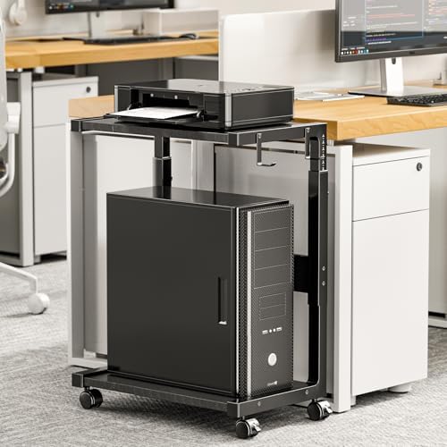 Adjustable Computer Tower Stand - 23.03"-28.3"H PC Holder Cart - Image 5