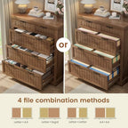 SEDETA Farmhouse File Cabinet for Home Office, 5 Drawer File Cabinet, Wood Office File Cabinets for Letter/Legal/A4 Size, File Cabinets with Printer Stand for Study Room, Living Room, Brown - Image 3
