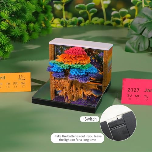 3D Memo Pad, 3D Calendar 2027, Time Piece Calendar, Tear-Off Calendars 2027, 3D Paper Carving Art Memo Pad, Art Carving Sticky Notes for Office Home Gifts Ornaments (Tree of Life) - Image 3