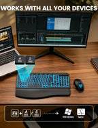 SABLUTE Wireless Keyboard and Mouse Combo, Ergonomic Wave with Wrist Rest - Image 5