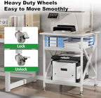 3 Tier Printer Stand, Large 23.6"x23.6" Printer Table with Wheels - Image 5
