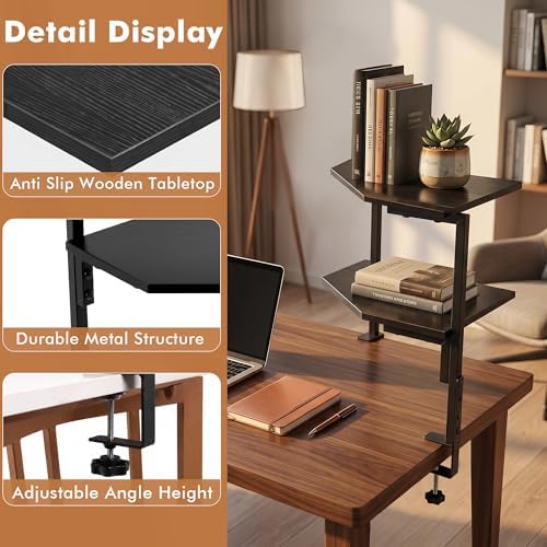 2-Tier Corner Clamp On Desk Shelf for Home Office Gaming Room - Image 4
