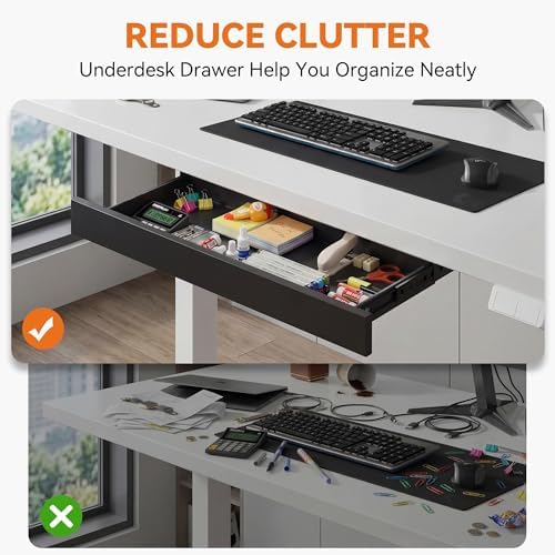 Under Desk Storage Drawer, Slim Sliding Tray Organizer (Black) - Image 3
