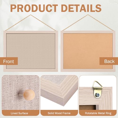 Teling 9 Pack Wood Bulletin Boards with Linen 12''x 16'' Cork Board for Walls with 90 Pushpin Decorative Wood Framed Display for School Office Home Decor (Brown) - Image 3