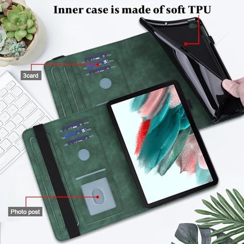 for Kindle Fire Max 11 Case (2023) - Embossed Lace PU Leather Flip Folio with Elastic Band & Card Slots, Multi-Angle Stand, Green - Image 5