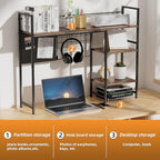 38.5" 3-Tier Desktop Bookshelf | Desk Organizer Shelf & Computer Monitor Stand | Dark Brown Home Office Storage - Image 4