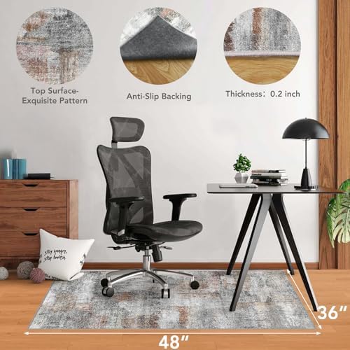 Office Chair Mat for Hardwood Floor&Tile Floor,36"X 48"-Abstract Grey - Image 2