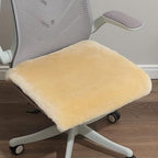 LLB Sheepskin Chair Covers Office Chair Cushion Dining Room Chair Pads Desk Seat Cushion for Computer Chair Fur Area Rugs for Living Room 19x19 Inch (Pack of 1), Shearling Pearl by LLB