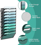 10-Tier Wall File Organizer, Hanging File Holder, Wall Mounted Mail Sorter - Image 3