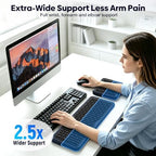 MEKASS Extra Large Wide Wrist Rest Set for Keyboard and Mouse, Ergonomic Memory Foam Wrist Support with Non-Slip Silicone Base, Pain Relief, Desk Cushion for Office, Work, Gaming - Image 3