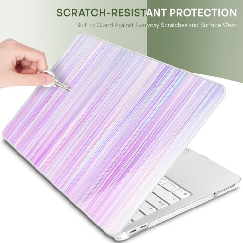 May Chen Compatible with MacBook Neo 13 inch Case 2026 Model A3404, Plastic Hard Shell,Keyboard Cover,Screen Protector,Dust Plug, for MacBook Neo 13" with A18 Pro Chip, Purple Strips - Image 7