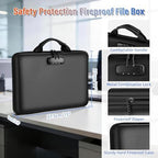 Fireproof Document Box with Lock, Hard Case Fireproof Box with 13 Pocket Accordion File Folder, Portable Home Office Travel Safe Storage for Important Documents, Files - Image 4
