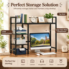 POWERSTONE Desktop Bookshelf for Monitors up to 27", Black - Image 4