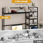 HavenlyYouth Desk Shelf, 38.6 Inch Wood Desk Organizer Shelf for Computer Monitor, Desk Hutch Storage, Desktop Shelf for Top of Desk, 3 Tier Desktop Bookshelf for Home Office Dorm, Black - Image 6