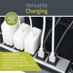 Pearington 10-Device USB Laptop Charging Station for Classroom, Home, or Office, Includes 6 AC Outlets & 4 USB Ports, Store Laptops, Tablets & E-Readers up to 1.4" Thick, 17" x 13" x 16" - Image 3