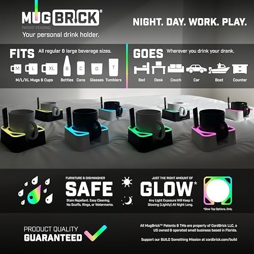 MugBrick™ Cup Holder. Anti-Spill Drink Holder for Couch. Desktop Cup Holder Organizer. Portable Mug Holder. Dishwasher Safe Drink Tray Caddy. Black - Image 5