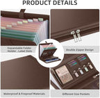 Fireproof Accordion File Organizer, Expanding File Folder with 13 Pockets - Image 3