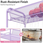 TOOLF 4 Tier Rolling Cart, Metal Utility Storage Cart with Wheels, Purple - Image 3