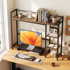 Tangkula 4-Tier Desktop Bookshelf, 38.5" Dorm Desk Hutch, Rustic Brown - Image 2