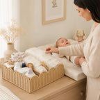 Wicker Diaper Caddy Organizer, Nursery Storage Basket for Diapers and Baby Wipes, Baby Essentials Organizer for Changing Table, Splinter Free Rattan Style (Natural, XL) - Image 7
