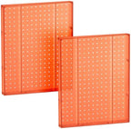 Azar Displays 771620-ORG Plastic Pegboard Wall Organizer - Garage Tool Organizer (Pack of 2) - Durable 1-Sided Wall Panel (16' W x 20' H x 1' D) - Orange by AzarDisplays