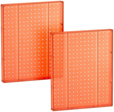 Azar Displays 771620-ORG Plastic Pegboard Wall Organizer - Garage Tool Organizer (Pack of 2) - Durable 1-Sided Wall Panel (16' W x 20' H x 1' D) - Orange by AzarDisplays
