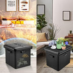 DocSafe Storage Ottoman with Lock,Fireproof Folding Ottoman Foot Rest Stool Storage Chest with Storage Safe for Important Documents,Waterproof 13 Inches Short Ottoman Foot Stool with Handles,Black - Image 2