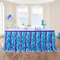 leegleri 9FT/108inch Mermaid Curly Willow Tulle Ruffle Table Skirt Rectangle Tables or Round Tables, Blue Tutu Table Skirt for Baby Shower Baby Shark Birthday Party by LeegleriTableSkirt