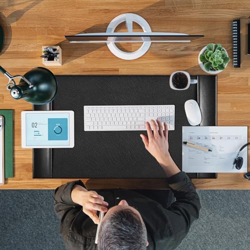 Leather Desk Pad Protector with Side Rails, Executive Office Desk Mat for Home Workspace, Writing Surface, Mouse & Keyboard Pad, Elegant Gift for Men Dad Husband(Black,30 x 18 Inch) - Image 5