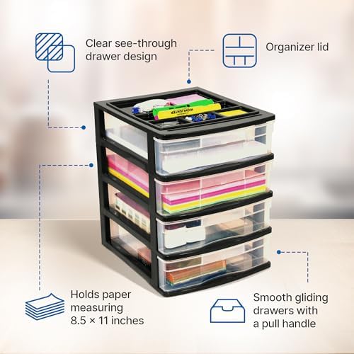Gracious Living 4-Drawer Desktop/Countertop Organizer, Black/Clear, 2 Pack - Image 4