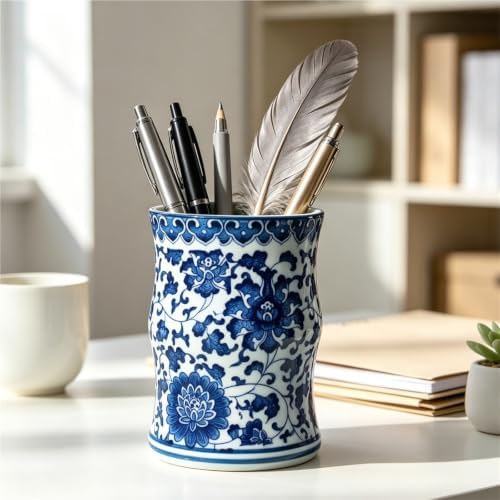 Elegant Jingdezhen Blue and White Porcelain Pen Holder High-End Antique Ceramic for office - Image 6