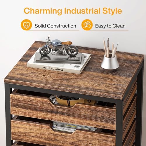 Tribesigns 7-Drawer File Cabinet, Wood Mobile Storage Drawer, Rustic Brown - Image 6