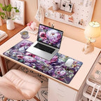 Large Mouse Pad + Keyboard Wrist Rest Set, Extended Gaming Mousepad (31.5X11.8 inch) with Non-Slip Rubber, Ergonomics Memory Foam Mouse Wrist Rest Support, Pink Peony Pattern XXL Desk Pad - Image 7