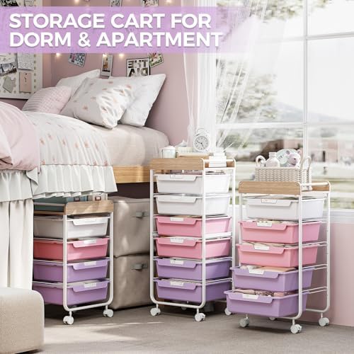SYKIARIOL Rolling Cart with 6 Drawers,Craft Organizer and Storage,Purple - Image 6