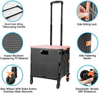 FELICON SELORSS Foldable Utility Cart Folding Portable Rolling Crate-Pink - Image 2