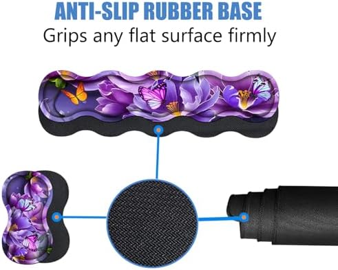 4 in 1 Ergonomic Memory Foam Mouse Pad Wrist Rest Set, Large XXL Gaming Desk Pad + Keyboard Wrist Rest + Mouse Wrist Cushion + Coaster for Home Office Study Gaming, Purple Flowers and Butterfly - Image 4