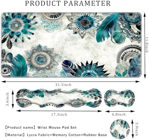 Keyboard Wrist Rest Set,Memory Foam Wrist Support Mouse Pad,31.5"x11.8" Desk Mat for Comfortable Typing & Pain Relief,Non-Slip Base for Office & Home Use - Abstract Flower - Image 2