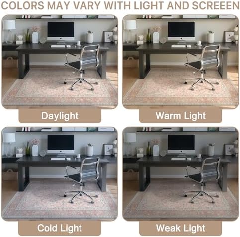 48"x72" Office Chair Mat for Hardwood Floor, Non-Slip Washable Pink - Image 6
